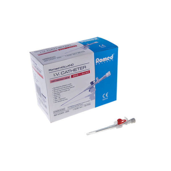 Iv Catheter 20G (Pink) x 50 Ported Cannula Winged 1.0x32mm