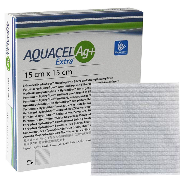 Aquacel Ag Plus Dressings Convatec  15 x 15 cm, 5 Pcs.