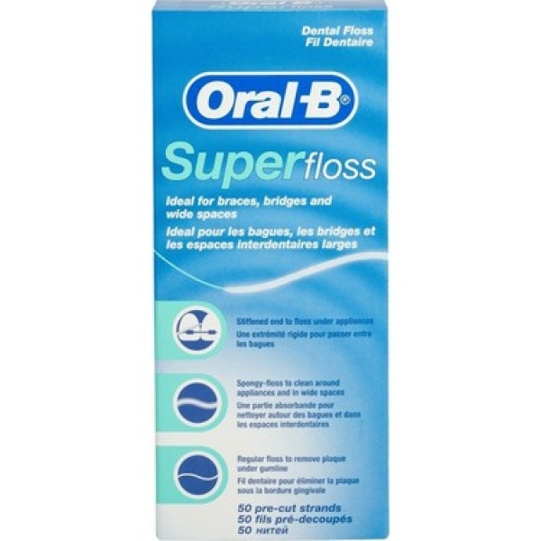Oral-B Super Floss Unwaxed Mint Pk12