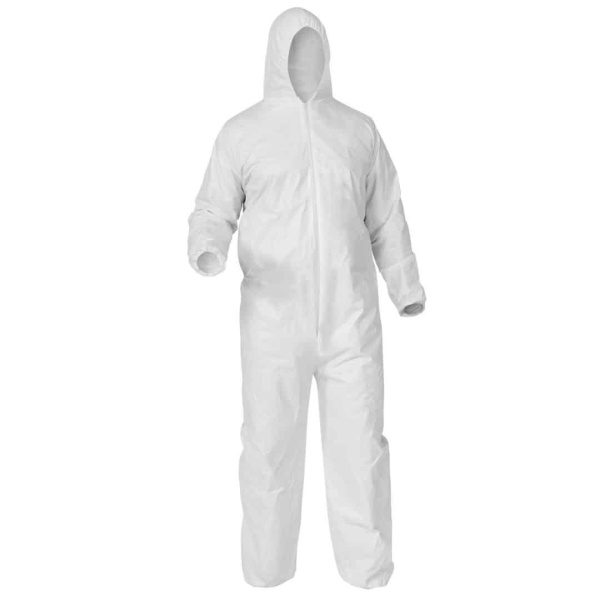 1 x Protective Hazmat Suit with Hood - White