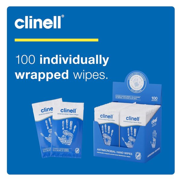 Clinell (100) Antimicrobial Hand Wipes - Single or Pack of 6 - Image 10