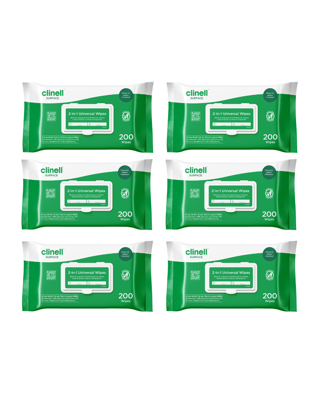 Clinell Wipes (200) X 6 Pks