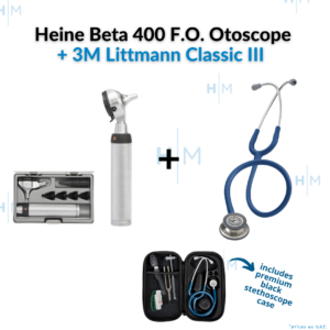 <b>Bundle</b>: Heine Beta 400 F.O. Otoscope + 3M Littmann Classic III Stethoscope