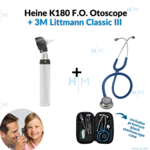 <b>Bundle</b>: Heine K180 F.O. Otoscope + 3M Littmann Classic III Stethoscope