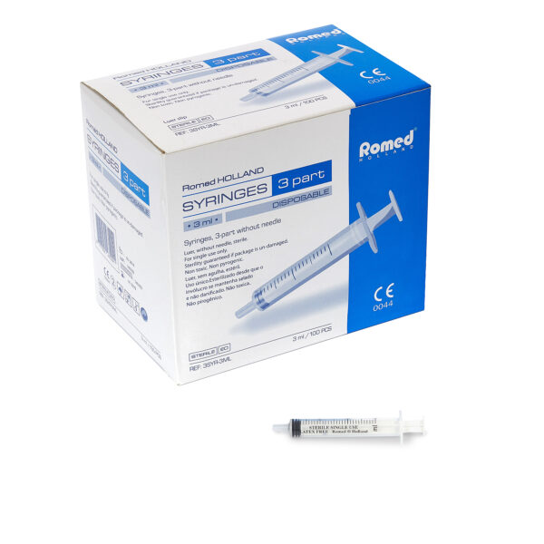 Syringes 3-part 3ml, 3SYR-3ML x 100 Romed