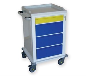 Medical Trolley Painted Steel with 4 Drawers (1+3)