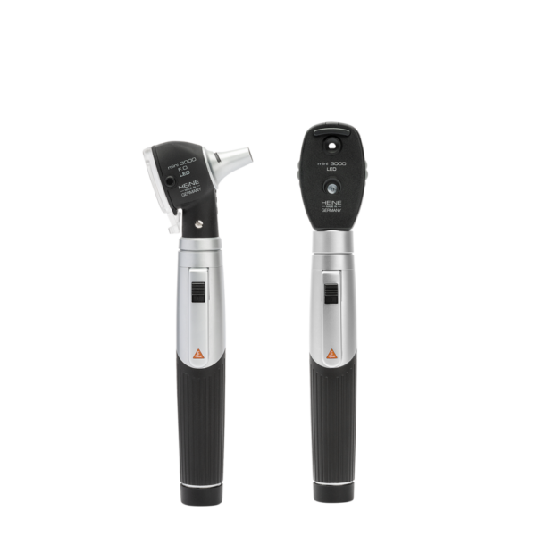 Heine Mini 3000 LED F.O Otoscope and Ophthalmoscope 2.5V Diagnostic Set (2 Battery Handles and Batteries)