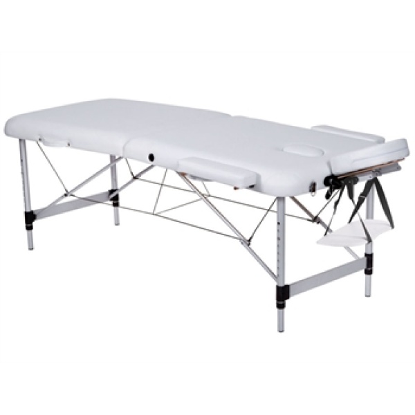 2 Section Foldable Aluminium Portable Couch / Massage Table - White