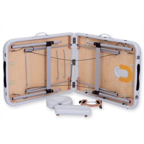 2 Section Foldable Aluminium Portable Couch / Massage Table - White - Image 2
